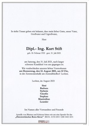 Portrait von Dipl.- Ing. Kurt Stift